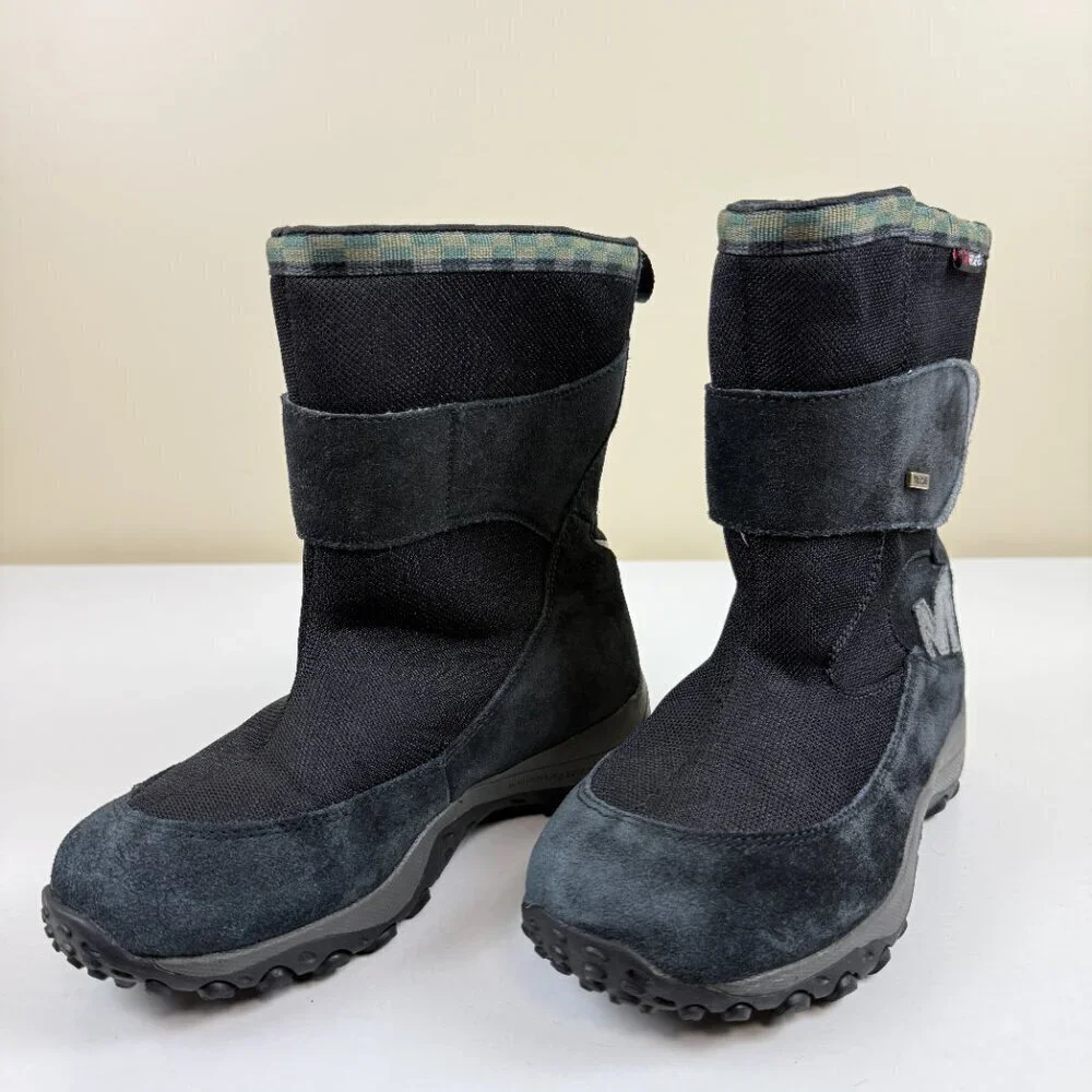 EUC Merrell Polar Tec Tundra Black Waterproof Youth Boots